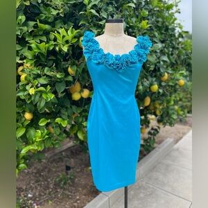 Maggy London ruffled neck satin sheath - size 4